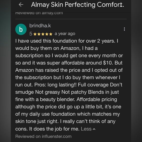 5/$25 ALMAY Skin Perfecting Comfort Matte Foundation •240 Warm Almond - Picture 13 of 14
